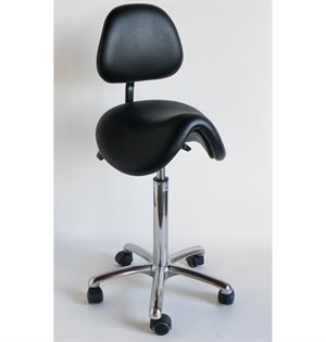 Tarok Comfort sadelstol med ryglæn, All-Matic sæde, kunstlæder sort /3303